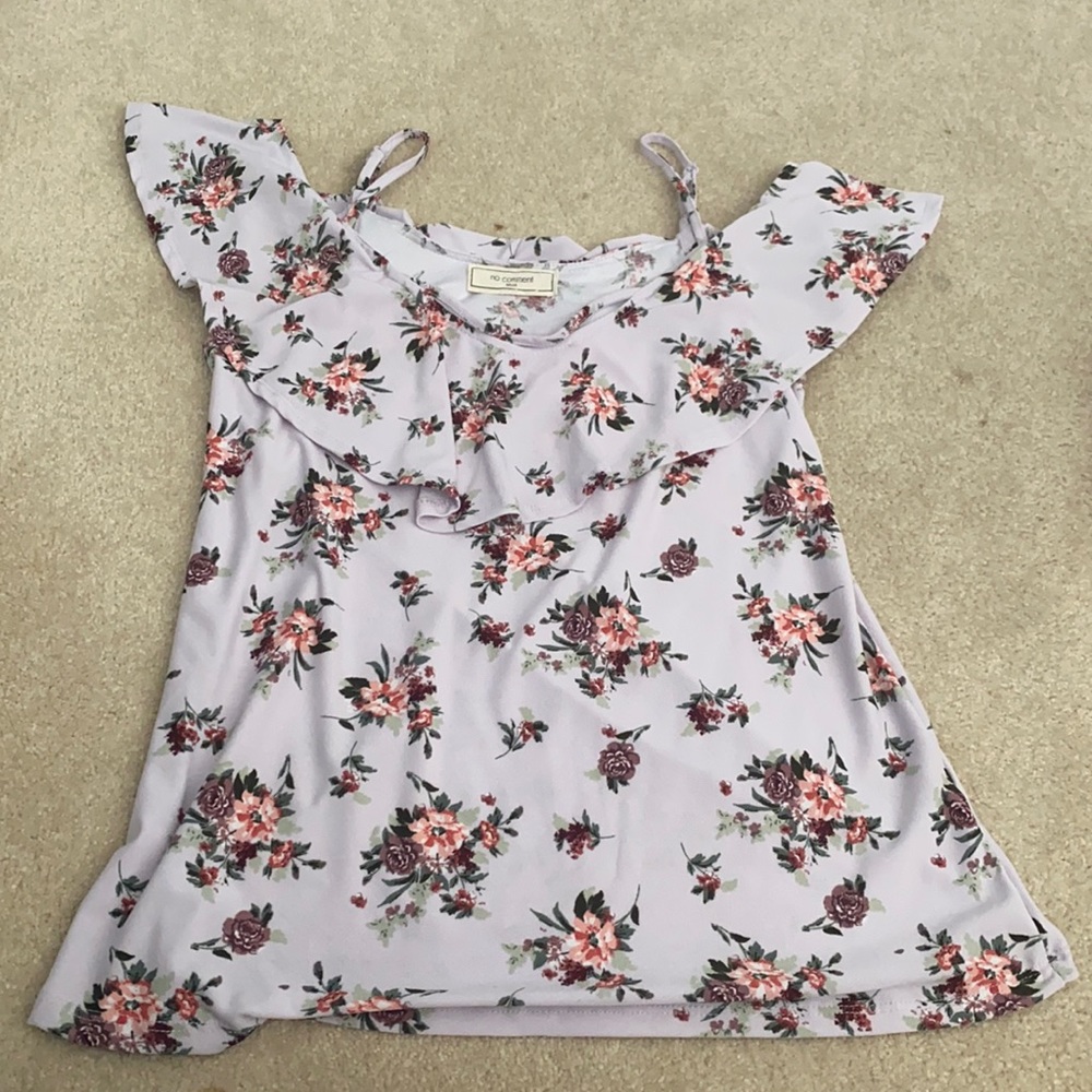 No Comment Medium Floral Cold Shoulder Top